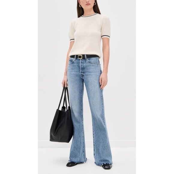 Frame The Lax Wisp Raw Fray Flare Wide Leg Denim Jeans Women's 28 $298 - Picture 2 of 12